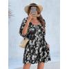 imageCicy Bell Womens Summer Floral Romper Loose Scoop Neck Lantern Sleeve Short Jumpsuits Front Tie Beach Outfits Black XXLarge