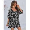 imageCicy Bell Womens Summer Floral Romper Loose Scoop Neck Lantern Sleeve Short Jumpsuits Front Tie Beach Outfits Black XXLarge