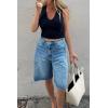 imageCicy Bell Womens Summer High Waisted Jeans Shorts Casual Wide Leg Bermuda Jorts Baggy Denim Shorts with PocketsBlue