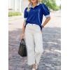 imageCicy Bell Womens Summer Puff Sleeve Blouses Casual Dressy Ruffle V Neck Tops Color Block Striped Loose Fit Button Polo ShirtsRoyal Blue