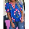 imageCicy Bell Womens Summer Puff Sleeve Blouses Casual Dressy V Neck Color Block Tops Loose Fit Boho Floral Printed Tee ShirtsBlue