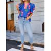 imageCicy Bell Womens Summer Puff Sleeve Blouses Casual Dressy V Neck Color Block Tops Loose Fit Boho Floral Printed Tee ShirtsBlue