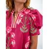imageCicy Bell Womens Summer Puff Sleeve Blouses Casual Dressy V Neck Color Block Tops Loose Fit Boho Floral Printed Tee ShirtsBurgundy