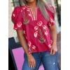 imageCicy Bell Womens Summer Puff Sleeve Blouses Casual Dressy V Neck Color Block Tops Loose Fit Boho Floral Printed Tee ShirtsBurgundy