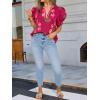 imageCicy Bell Womens Summer Puff Sleeve Blouses Casual Dressy V Neck Color Block Tops Loose Fit Boho Floral Printed Tee ShirtsBurgundy