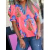 imageCicy Bell Womens Summer Puff Sleeve Blouses Casual Dressy V Neck Color Block Tops Loose Fit Boho Floral Printed Tee ShirtsPink