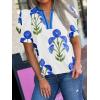 imageCicy Bell Womens Summer Puff Sleeve Blouses Casual Dressy V Neck Color Block Tops Loose Fit Boho Floral Printed Tee ShirtsWhite