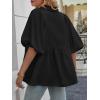 imageCicy Bell Womens Summer Puff Sleeve Blouses Smocked V Neck Babydoll Peplum Casual Tunic Tops Loose Fit Pleated ShirtsBlack