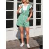 imageCicy Bell Womens Summer Striped Rompers Zip Up Cap Sleeve Short Jumpsuits Color Block Casual One Piece Outfits with PocketsGreen