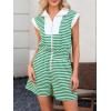 imageCicy Bell Womens Summer Striped Rompers Zip Up Cap Sleeve Short Jumpsuits Color Block Casual One Piece Outfits with PocketsGreen