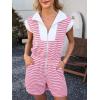 imageCicy Bell Womens Summer Striped Rompers Zip Up Cap Sleeve Short Jumpsuits Color Block Casual One Piece Outfits with PocketsPink