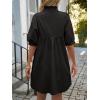 imageCicy Bell Womens V Neck Babydoll Mini Dress Short Puff Sleeve Summer Casual Swing Dresses with PocketsBlack