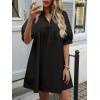 imageCicy Bell Womens V Neck Babydoll Mini Dress Short Puff Sleeve Summer Casual Swing Dresses with PocketsBlack
