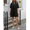 imageCicy Bell Womens V Neck Babydoll Mini Dress Short Puff Sleeve Summer Casual Swing Dresses with PocketsBlack