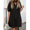 imageCicy Bell Womens V Neck Babydoll Mini Dress Short Puff Sleeve Summer Casual Swing Dresses with PocketsBlack