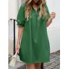 imageCicy Bell Womens V Neck Babydoll Mini Dress Short Puff Sleeve Summer Casual Swing Dresses with PocketsGreen