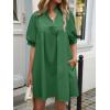 imageCicy Bell Womens V Neck Babydoll Mini Dress Short Puff Sleeve Summer Casual Swing Dresses with PocketsGreen