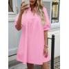 imageCicy Bell Womens V Neck Babydoll Mini Dress Short Puff Sleeve Summer Casual Swing Dresses with PocketsPink