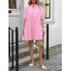 imageCicy Bell Womens V Neck Babydoll Mini Dress Short Puff Sleeve Summer Casual Swing Dresses with PocketsPink