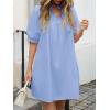 imageCicy Bell Womens V Neck Babydoll Mini Dress Short Puff Sleeve Summer Casual Swing Dresses with PocketsSky Blue