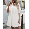 imageCicy Bell Womens V Neck Babydoll Mini Dress Short Puff Sleeve Summer Casual Swing Dresses with PocketsWhite
