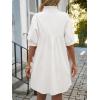 imageCicy Bell Womens V Neck Babydoll Mini Dress Short Puff Sleeve Summer Casual Swing Dresses with PocketsWhite