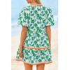 imageCicy Bell Womens V Neck Floral Mini Dress Short Puff Sleeve Patchwork Summer Casual Boho DressesGreen