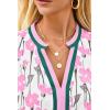 imageCicy Bell Womens V Neck Floral Mini Dress Short Puff Sleeve Patchwork Summer Casual Boho DressesLight Pink