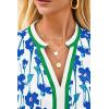 imageCicy Bell Womens V Neck Floral Mini Dress Short Puff Sleeve Patchwork Summer Casual Boho DressesNavy