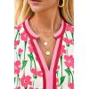 imageCicy Bell Womens V Neck Floral Mini Dress Short Puff Sleeve Patchwork Summer Casual Boho DressesPink