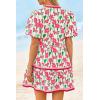 imageCicy Bell Womens V Neck Floral Mini Dress Short Puff Sleeve Patchwork Summer Casual Boho DressesPink