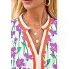 imageCicy Bell Womens V Neck Floral Mini Dress Short Puff Sleeve Patchwork Summer Casual Boho DressesPurple