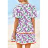 imageCicy Bell Womens V Neck Floral Mini Dress Short Puff Sleeve Patchwork Summer Casual Boho DressesPurple