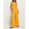 imageCicy Bell Womens Vest Sets Summer 2 Piece Outfits Button Crop Blazer Vest and Wide Leg Pant SuitsApricot Yellow
