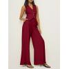 imageCicy Bell Womens Vest Sets Summer 2 Piece Outfits Button Crop Blazer Vest and Wide Leg Pant SuitsBurgundy