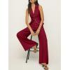 imageCicy Bell Womens Vest Sets Summer 2 Piece Outfits Button Crop Blazer Vest and Wide Leg Pant SuitsBurgundy