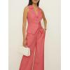 imageCicy Bell Womens Vest Sets Summer 2 Piece Outfits Button Crop Blazer Vest and Wide Leg Pant SuitsCoral Powder