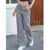 imageCicy Bell Womens Wide Leg Jeans High Waisted Baggy Stretchy Front Seam Denim Pants with PocketsWhite Leopard Print