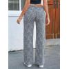 imageCicy Bell Womens Wide Leg Jeans High Waisted Baggy Stretchy Front Seam Denim Pants with PocketsWhite Leopard Print