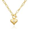 imageCicy Bell 18K Gold Plated Heart Necklace for Women Diamond Love Chunky Charm Necklace Valentines Day Wedding Pendants Cuban Non Tarnish Chains Trendy Jewelry Gift 197GoldStyle A