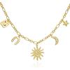 imageCicy Bell 18K Gold Plated Necklace for Women Chunky Charm Necklace Diamond Love Heart Sun Charms Valentines Day Wedding Lucky Pendants Jewelry Gift 197Style Sun Moon