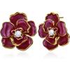 imageCicy Bell Flower Earrings for Women Trendy 18k Gold Plated Iris Enamel Cubic Zirconia Spring Summer Boho Statement Stud Earrings Jewelry GiftsPink