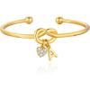 imageCicy Bell Knot Initial Bracelets for Women 18k Gold Plated Heart Letter A Personalized Bangle Bracelets Cubic Zirconia Adjustable Friendship Bracelet Valentines Jewelry GiftsGold