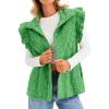 imageCicy Bell Women Ruffles Puffer Vest Sleeveless Button Down Padded Jacket Gilet Trendy Spring OuterwearGreen