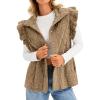 imageCicy Bell Women Ruffles Puffer Vest Sleeveless Button Down Padded Jacket Gilet Trendy Spring OuterwearKhaki
