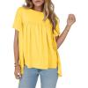 imageCicy Bell Women Summer T Shirts Babydoll Tops Pleated Short Sleeve Crew Neck Peplum Blouse Casual Loose Fit Yellow