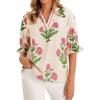 imageCicy Bell Womens Boho Floral Blouses Puff Ruffle Sleeve V Neck Summer Shirts Dressy Casual Flowy Blouse TopsBeige