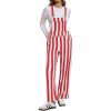 imageCicy Bell Womens Casual Striped Bib Overalls Adjustable Straps Straight Leg Jumpsuits Denim Jean Long Rompers PantsRed