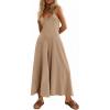 imageCicy Bell Womens Casual Wide Leg Jumpsuits Summer Spaghetti Strap Sleeveless Cut Out Loose Long Pant Rompers with PocketsKhaki