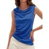 imageCicy Bell Womens Cowl Neck Tank Tops 2026 Summer Off The Shoulder Asymmetrical Ruched Tops Going Out Sleeveless ShirtsRoyal Blue